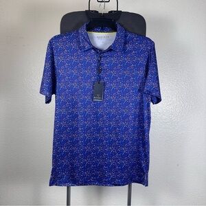 Maelreg Performance Blue 4th of July Fireworks Men's Polo Shirt Size M